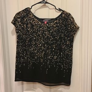 Vince Camuto Short Sleeve Sequin Top XS